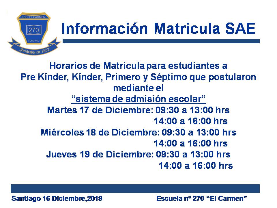 Matriculas estudiante SAE