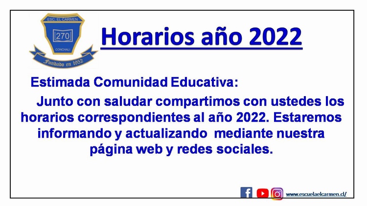Horarios ingreso y salida 2022