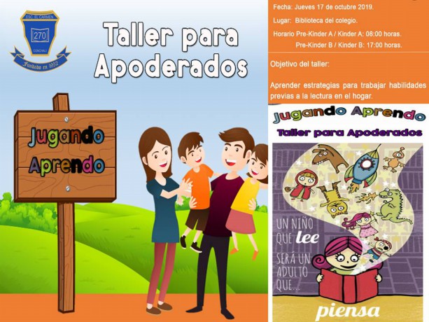 Invitación Taller Jugando Aprendo- Pre Kinder y Kinder