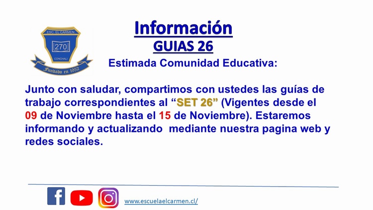 Guías SET 26 – Párvulo – Primer ciclo – Segundo ciclo