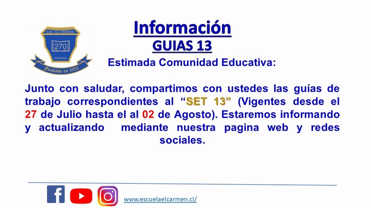 Guias SET 13- Párvulo – Primer ciclo – Segundo ciclo