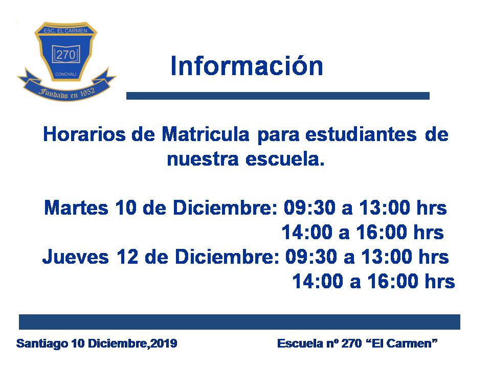 Matriculas estudiantes antiguos