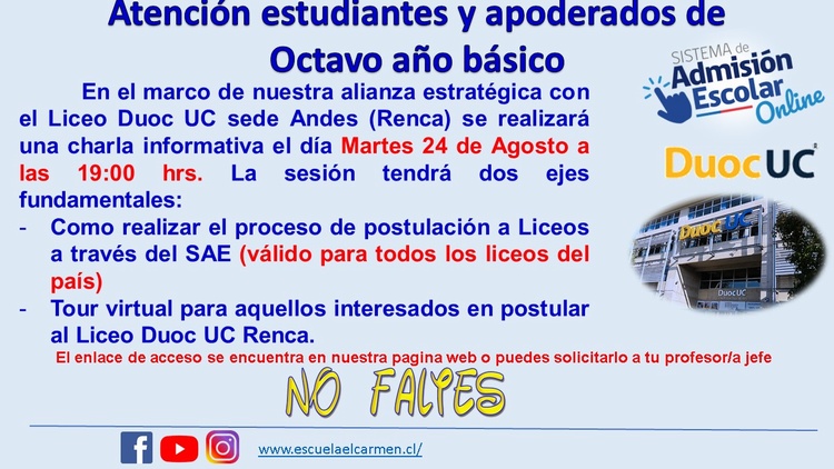 Charla Informativa 8vo básico